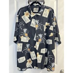 Hawaiian Floral Tropical Silk Short Sleeve Aloha Button Up Shirt Mens XXL 2XL